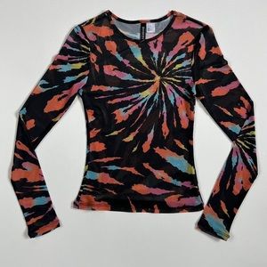 H&M rainbow zebra mesh top